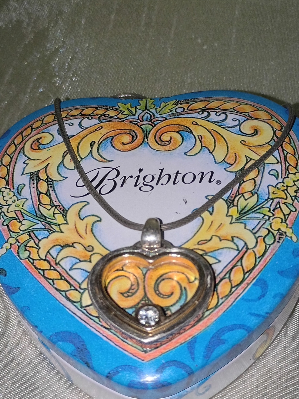 Brighton Yellow and Silver Heart Pendant Necklace with Crystal Accent